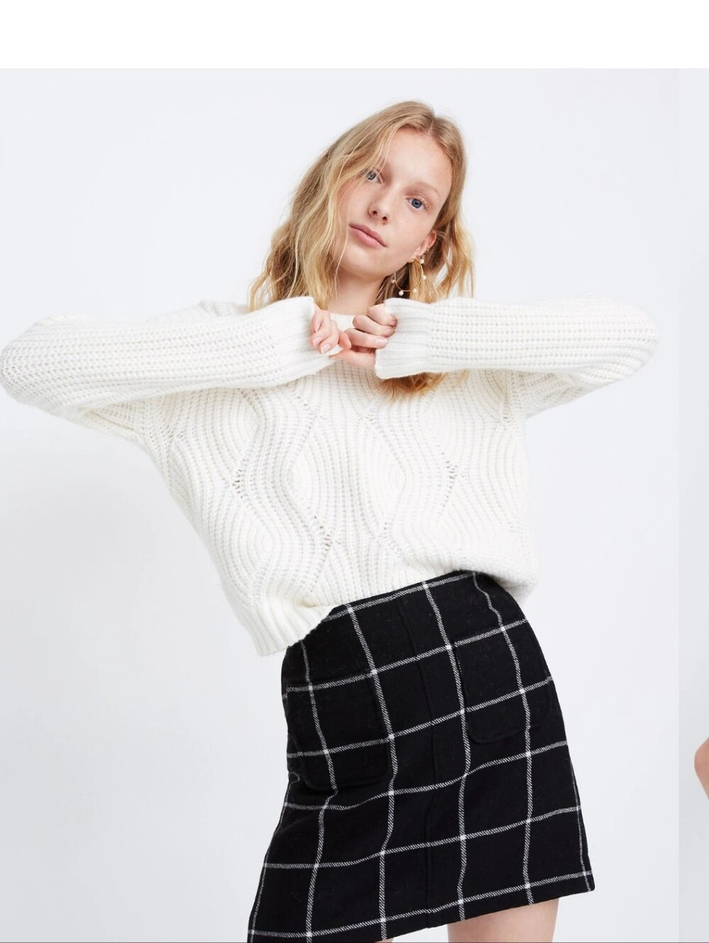 Madewell Museum Patch Pocket Mini Skirt in Windowpane Plaid